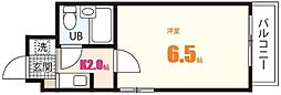 アメニティ可部 1Kの間取図画像