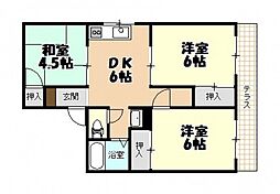 ネオハイツ沖野A 3DKの間取図画像