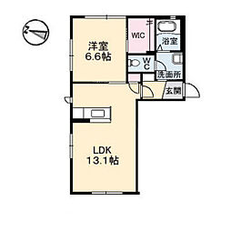 シェソワサツノE 1LDKの間取図画像