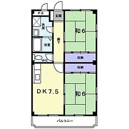 清水ビル 2DKの間取図画像