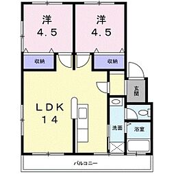 細沢マンション 2LDKの間取図画像