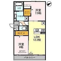 めぐみ 2LDKの間取図画像