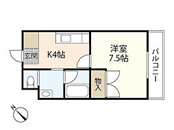 菖蒲池コーポ 1Kの間取図画像