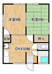 三宅第一アパート 2DKの間取図画像