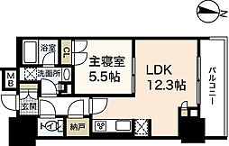 グランクロスタワー広島 1LDKの間取図画像
