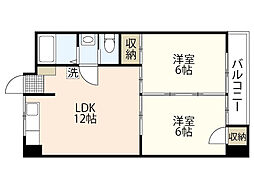 下井田マンション 2LDKの間取図画像