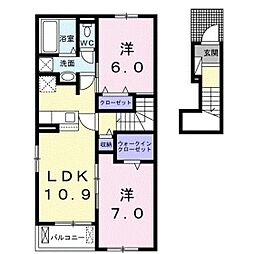 ベルコートB 2LDKの間取図画像