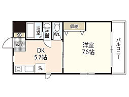 Tフラッツ 1DKの間取図画像