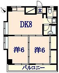 カノープス中広 2DKの間取図画像
