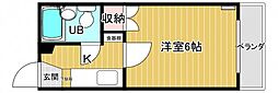 エステート10長束 1Kの間取図画像