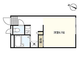 レオパレスシェルムーン 1Kの間取図画像