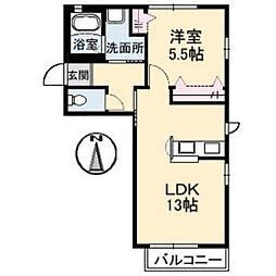 レーヴェンス温品弐番館 1LDKの間取図画像