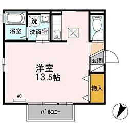 ボナールK2 ワンルームの間取図画像