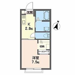 サニーハイツMARU 1Kの間取図画像