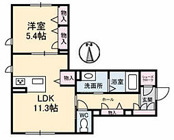 Lagementみゆき 1LDKの間取図画像
