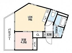ハイツ皆実 1LDKの間取図画像