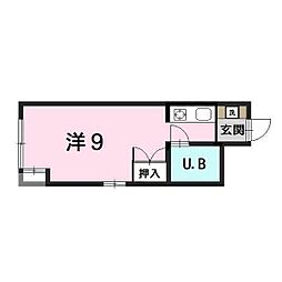 出汐Uビル ワンルームの間取図画像