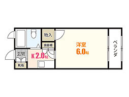 長山コーポラス 1Kの間取図画像