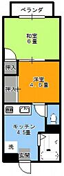 コーポ東 2Kの間取図画像