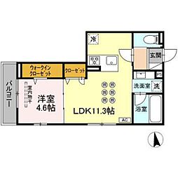 D-ROOMvilla 1LDKの間取図画像