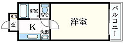 ヴェル八丁堀南館 ワンルームの間取図画像