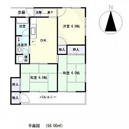 クツナイビル 3DKの間取図画像