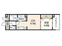 FLAX十日市 1LDKの間取図画像