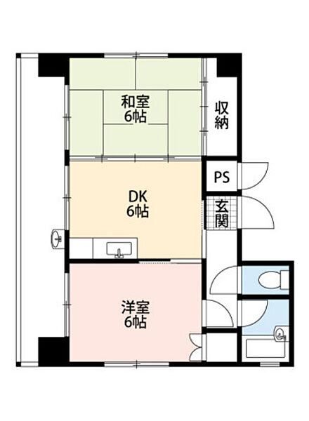 山本ビル ｜広島県広島市南区東雲本町2丁目(賃貸マンション2DK・4階・42.00㎡)の写真 その2