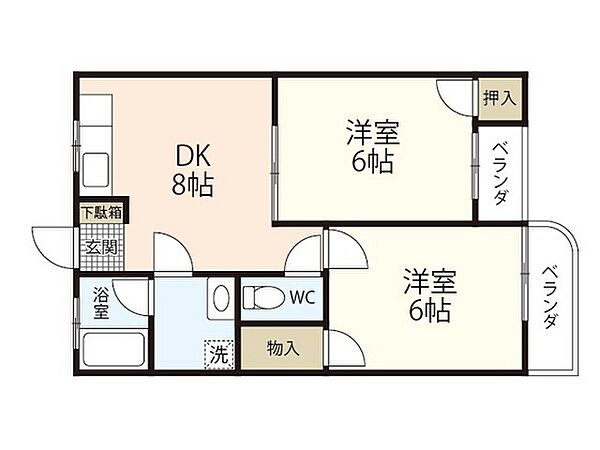 広島県広島市中区舟入南5丁目(賃貸マンション2DK・4階・47.74㎡)の写真 その2