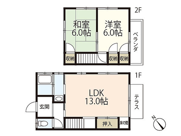 桑田借家 ｜広島県広島市西区庚午北1丁目(賃貸アパート2LDK・1階・60.23㎡)の写真 その2