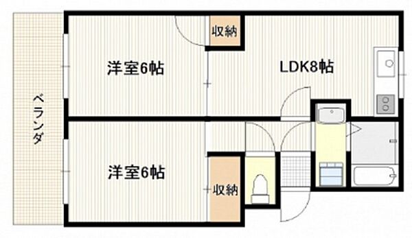 サウスバード ｜広島県広島市南区北大河町(賃貸マンション2LDK・2階・47.71㎡)の写真 その2