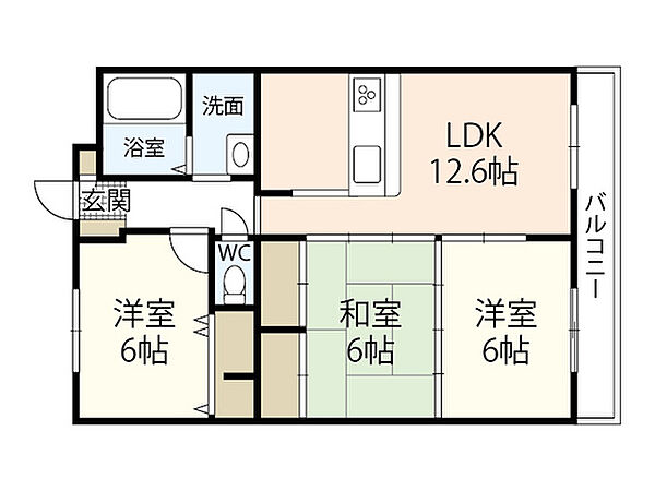 アスロード ｜広島県広島市安佐南区相田6丁目(賃貸マンション3LDK・3階・66.10㎡)の写真 その2