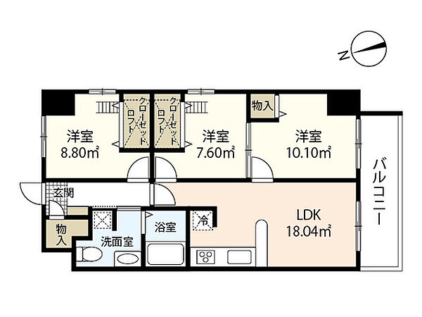 広島県広島市中区鶴見町(賃貸マンション3LDK・12階・61.92㎡)の写真 その2