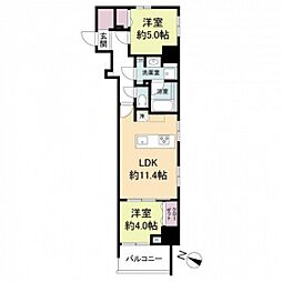 ブランシエスタ広島駅 8階2LDKの間取り