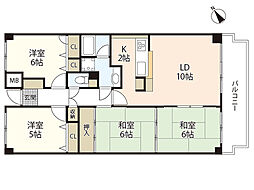 己斐本町コープマンション 10階4LDKの間取り