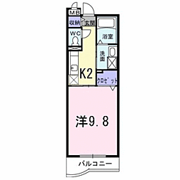 プロムナ−ド 1階1Kの間取り