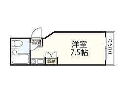 サンシャイン舟入5 ワンルームの間取図画像