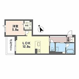 Ｏｌｉｖｅｃｏｕｒｔ（オリーブコート） 2階1LDKの間取り