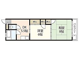 小谷ビル 3階2DKの間取り