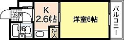 SS江波ビル 1Kの間取図画像