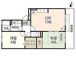 ラフィネ安芸　弐番館 1階2LDKの間取り