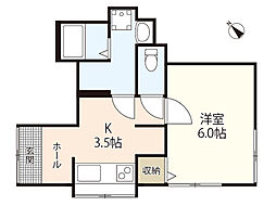 ウォーターセブン 1階1Kの間取り