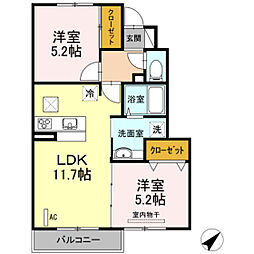 セジュールゆう 2LDKの間取図画像