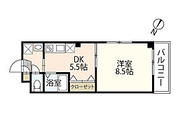 アスリートビル 1DKの間取図画像