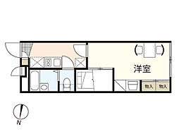 レオパレス恵夢伍番館 1階1Kの間取り