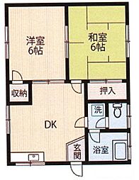 Villa Jun 2階2DKの間取り