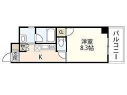 Ｇｏｌｄ　Ｃｏｕｒｔ楽々園 12階1Kの間取り