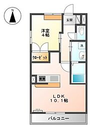 レジデンス堀越 1階1LDKの間取り