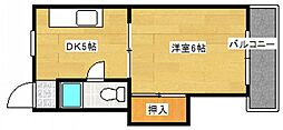 第三小河内ビル 1DKの間取図画像