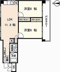 ヒルヴィスタ三滝 2LDKの間取図画像